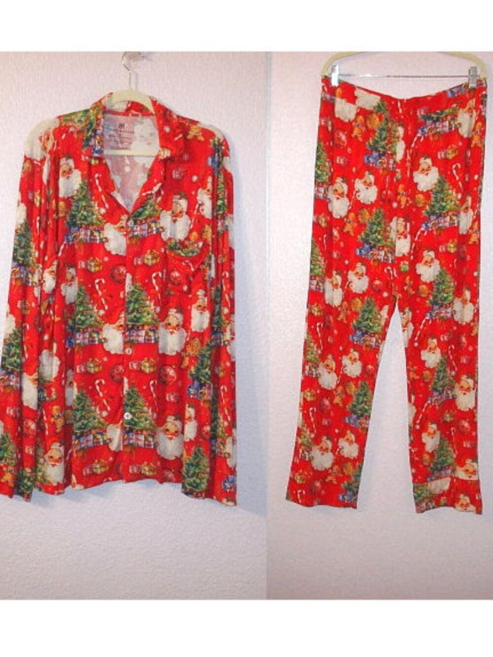 Bums & Roses Pajamas Size XL Bamboo Top & Pants 2 Piece Christmas Loungewear NEW